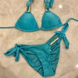 OCEAN TURQUOISE GOLD DETAIL BIKINI